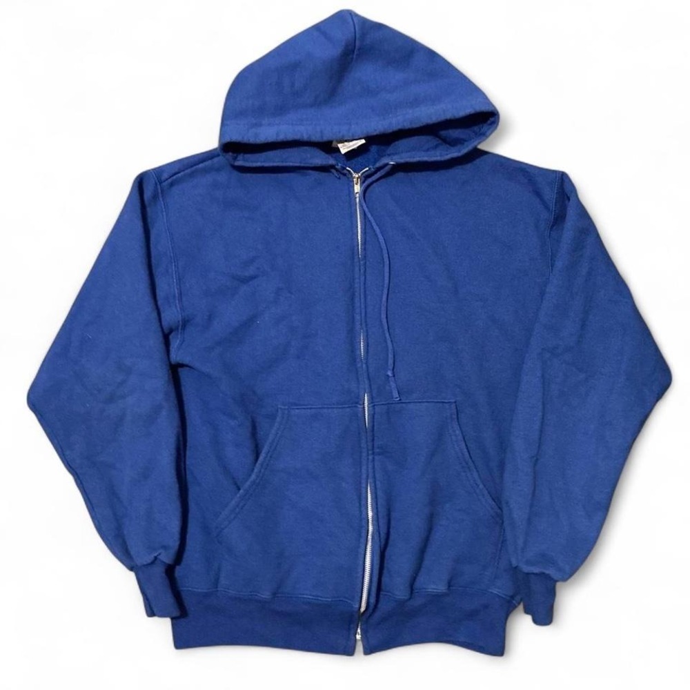 Jerzees super sweats‎ blue zip up hoodie vintage 00s fleece M/20.5